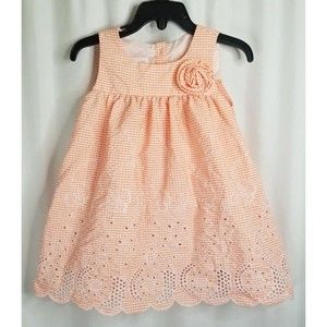 Bonnie Baby Girl's Dress Check Design Embroidered Accent Eyelet Hemline 18 Month